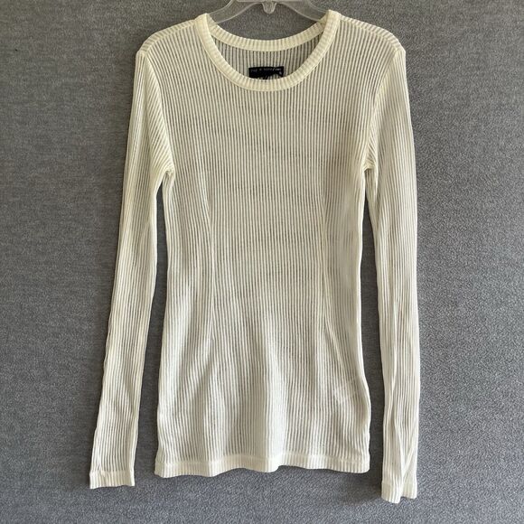 Rag & Bone Y2K Sheer Ribbed Long Sleeve Knit Top Size S Minimalist Capsule Crew - Picture 4 of 13